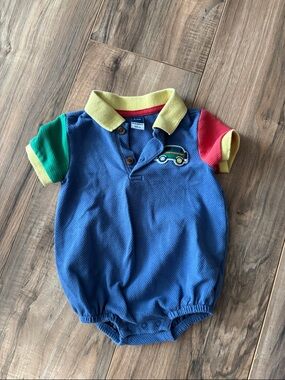 Old Navy Polo Baby Romper with Car Patch